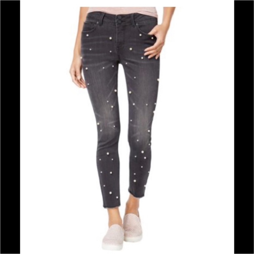 Indigo Rein Ankle Skinny Jeans with Pearl Detail Size 5 EUC